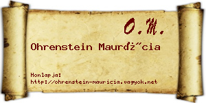 Ohrenstein Maurícia névjegykártya